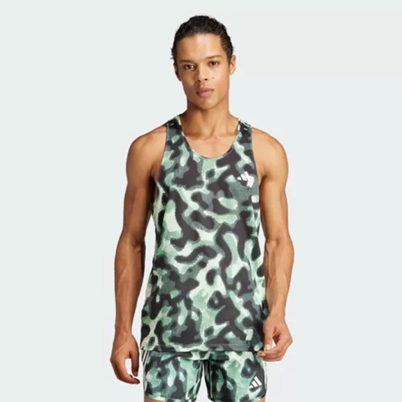 OWN THE RUN 3-STRIPES ALLOVER PRINT SINGLET