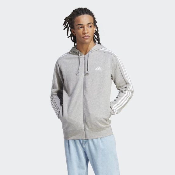 ESSENTIALS FRENCH TERRY 3-STRIPES FULL-ZIP HOODIE