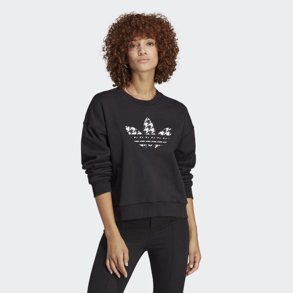 HOUNDSTOOTH TREFOIL INFILL GRAPHIC LONG SLEEVE SWEATSHIRT