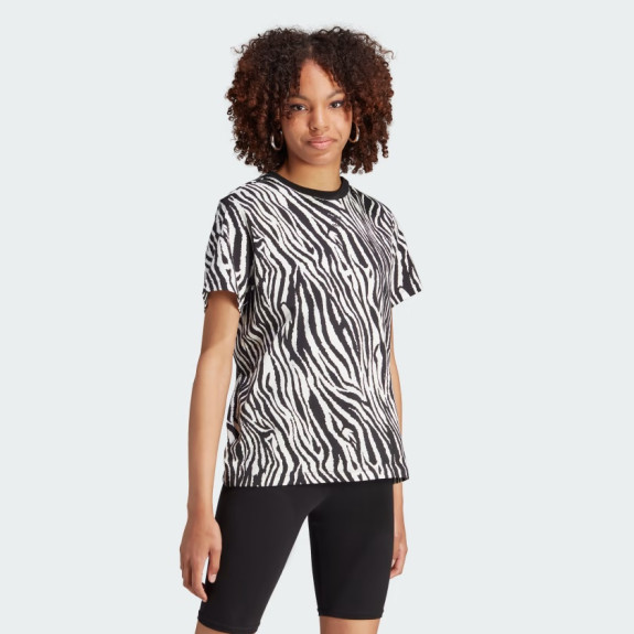 ALLOVER ZEBRA ANIMAL PRINT ESSENTIALS TEE