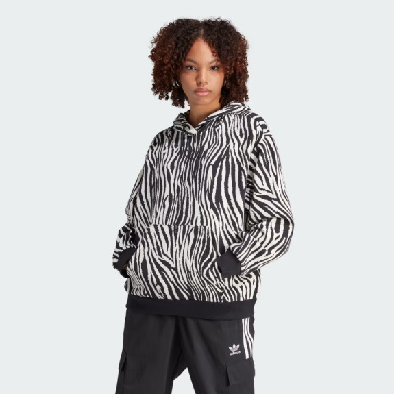 ALLOVER ZEBRA ANIMAL PRINT ESSENTIALS HOODIE