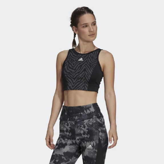 AEROREADY DESIGNED TO MOVE ZEBRA-PRINT CROP TOP