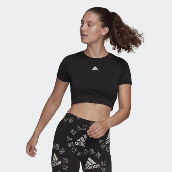 AEROKNIT SEAMLESS FITTED CROPPED TEE