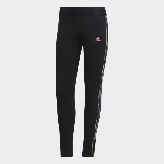 adidas Women's Black Mult Essentials 3-Stripes High-Waisted Leggings  (HK9683) M