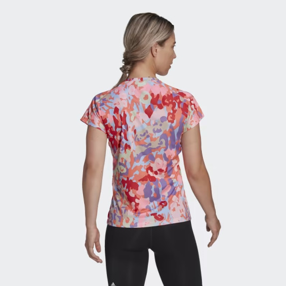 AEROREADY TRAIN ESSENTIALS MINIMAL BRANDING V-NECK FLORAL PRINT TEE