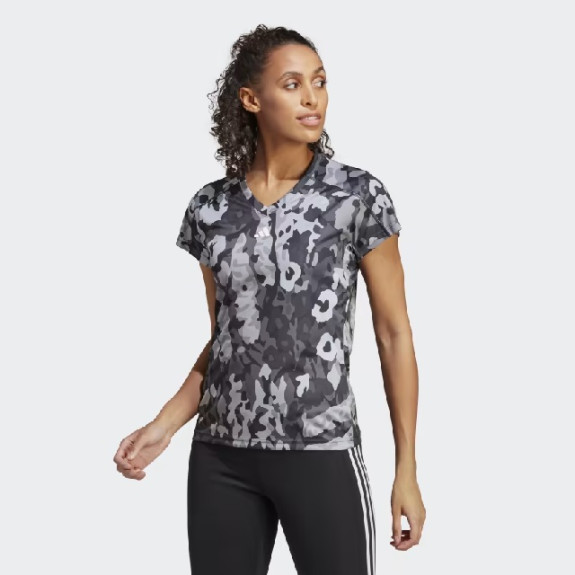 AEROREADY TRAIN ESSENTIALS MINIMAL BRANDING V-NECK FLORAL PRINT TEE